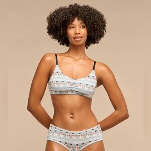 MeUndies Light Blue Snowman Print Wireless Bralette